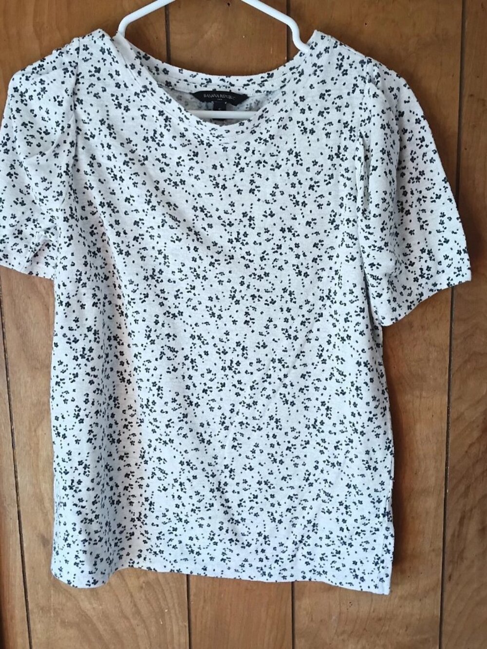 Banana Republic Floral Short Sleeve Blouse Linen Blend Size Small